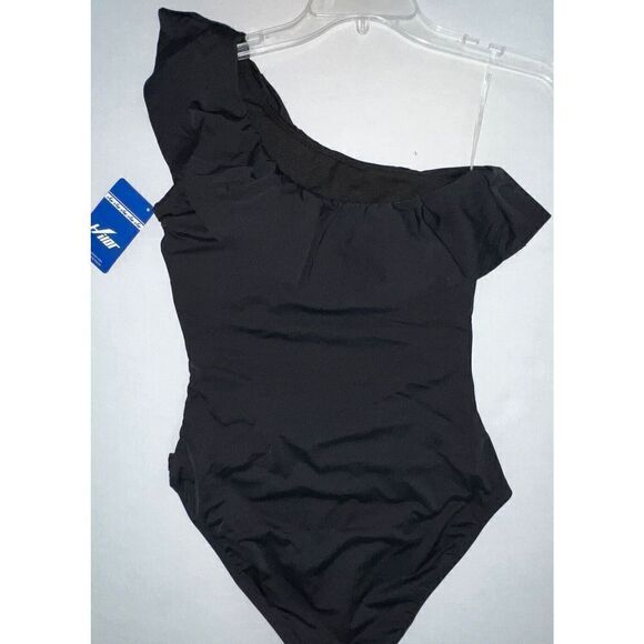 Hilor Womens Sz 6 1-Piece Swimsuit One Shoulder Swimwear Black NWT - Picture 5 of 13